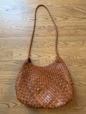 Dragon Diffusion Woven Leather Hobo in Cognac Brown